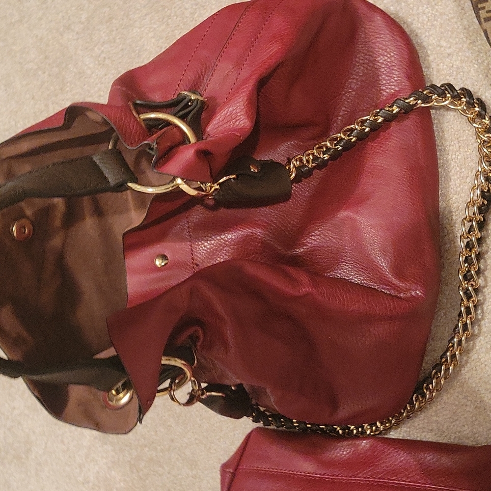 Wine Color Large Shoulder Bag